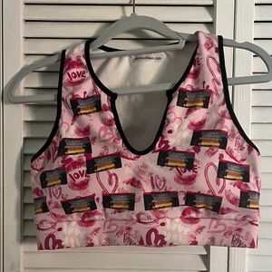 Pink, Black Graphic Sport Top WHT Boutique.